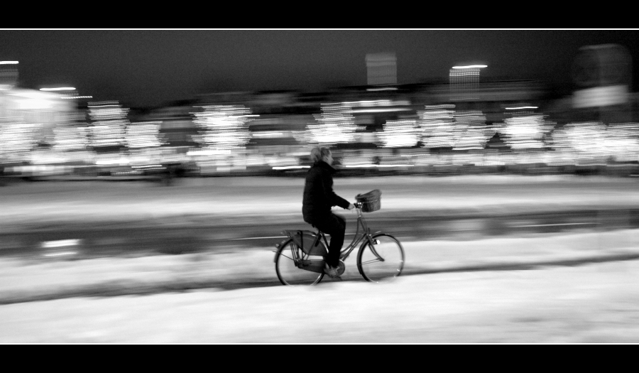 panning in bici b/n