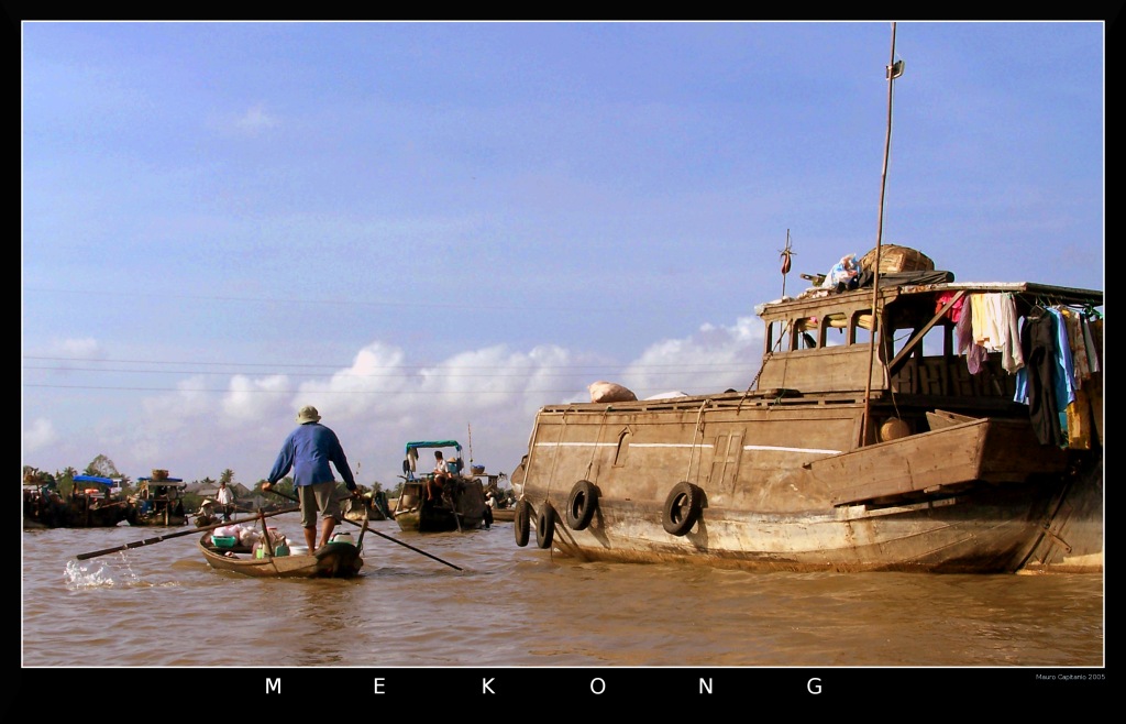 Commercio sul delta del Mekong