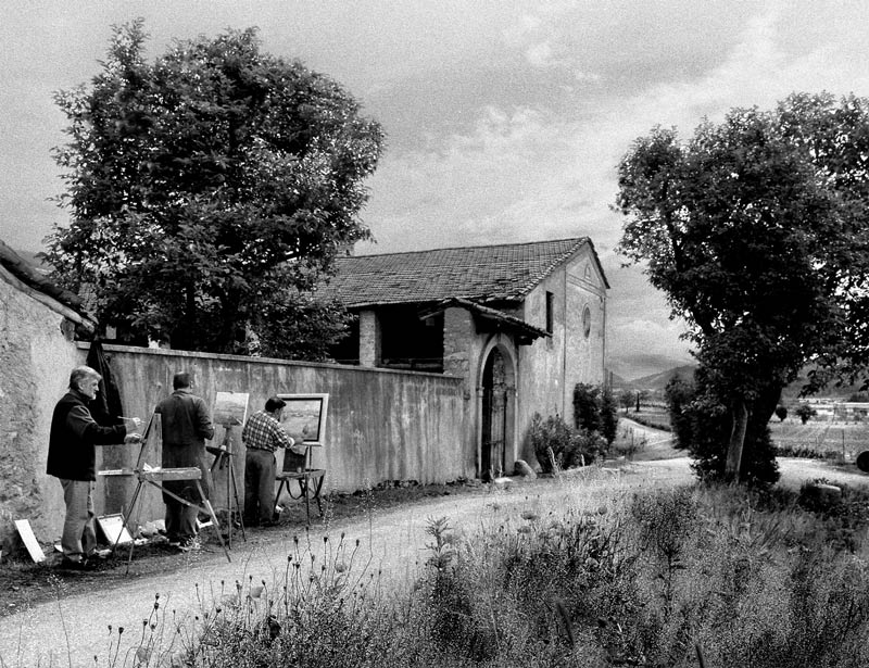 Il pittore Egidio Duina  dipinge la Franciacorta