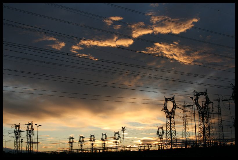 Behind the power lines..