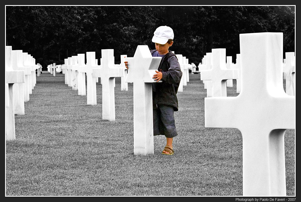 Il cimitero di guerra americano a Omaha Beach, Normandia, Francia.