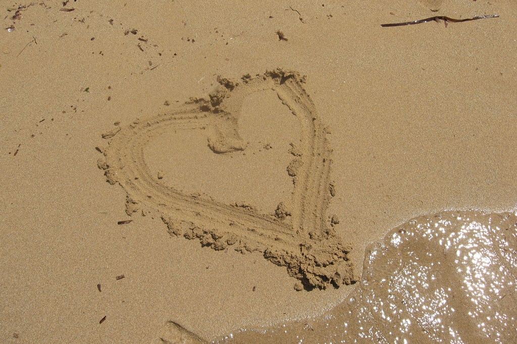 heart on the sand