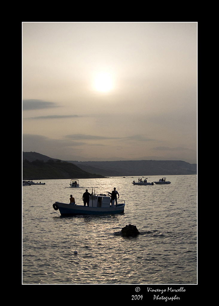 In barca al tramonto