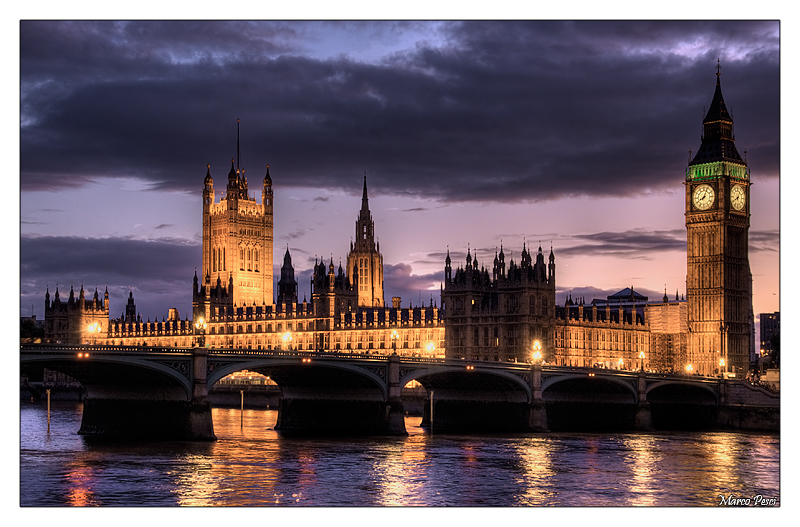 The Houses of Parliament as sunset