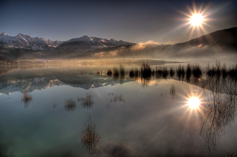 Lago di Santa Croce, alle prime luci