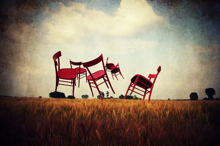 red chairs flying