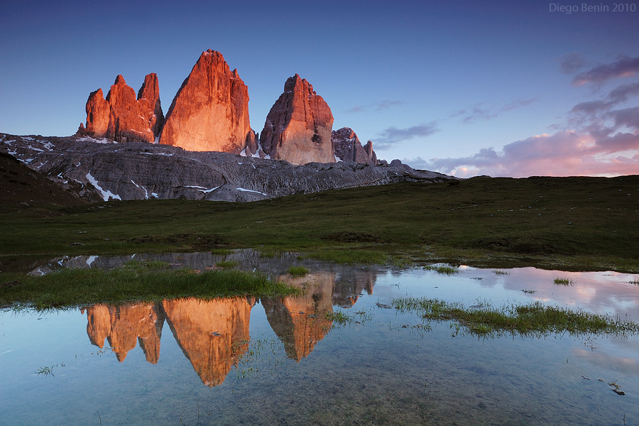 Tre Cime di Lavaredo al tramonto