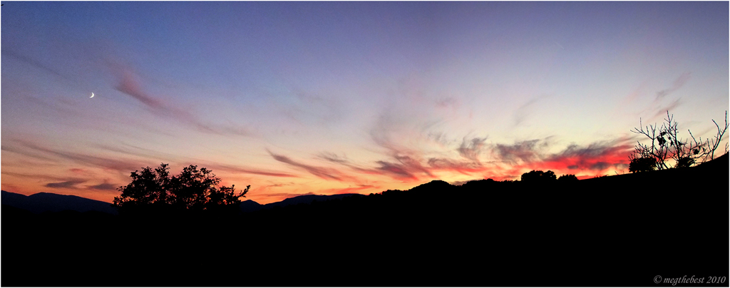 Sunset with moon slice