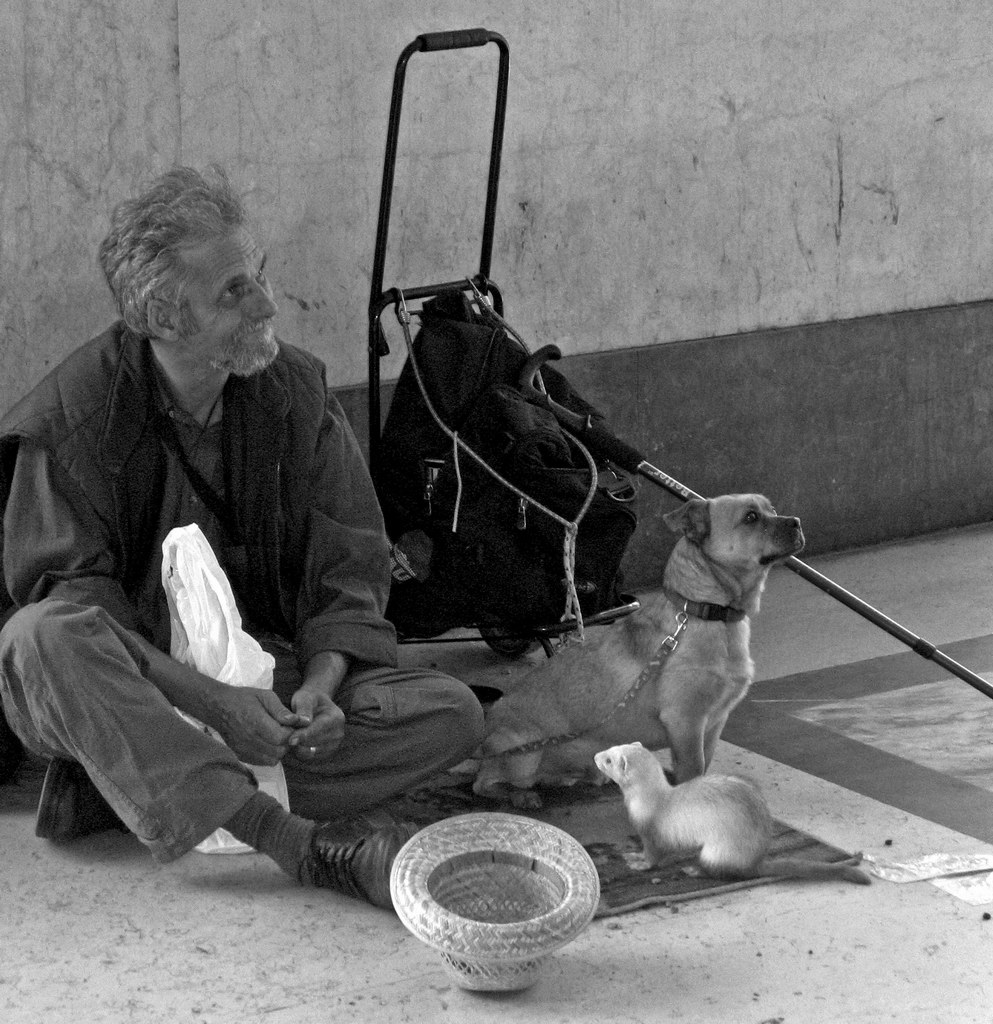 Sul pavimento di marmo.