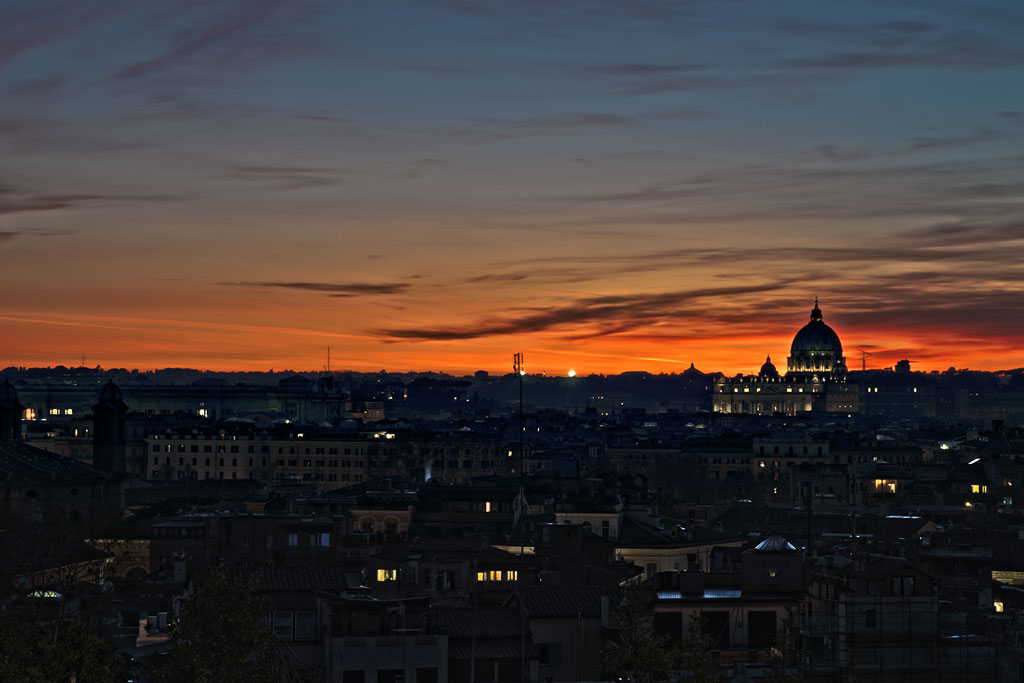 Veduta di Roma al tramonto