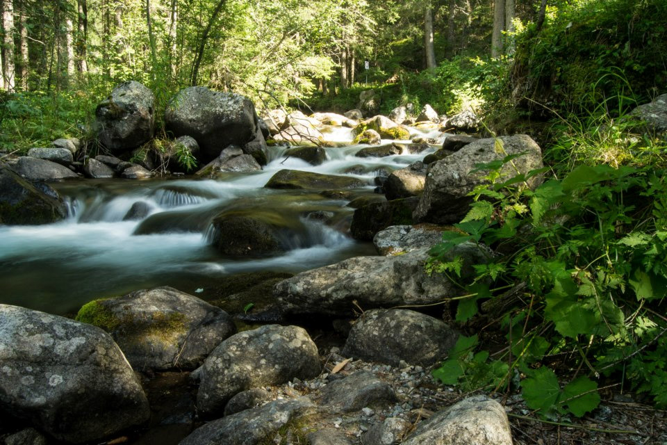 Prove effetto seta con l'acqua di un ruscello