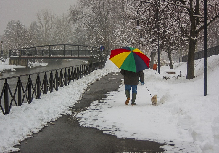 A passeggio  nella neve
