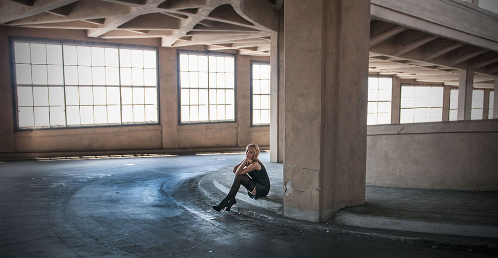 Industrial landscape with woman