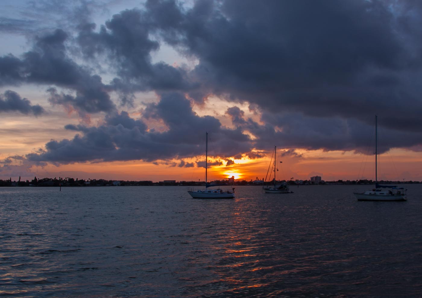 Tampa Sunset with boats