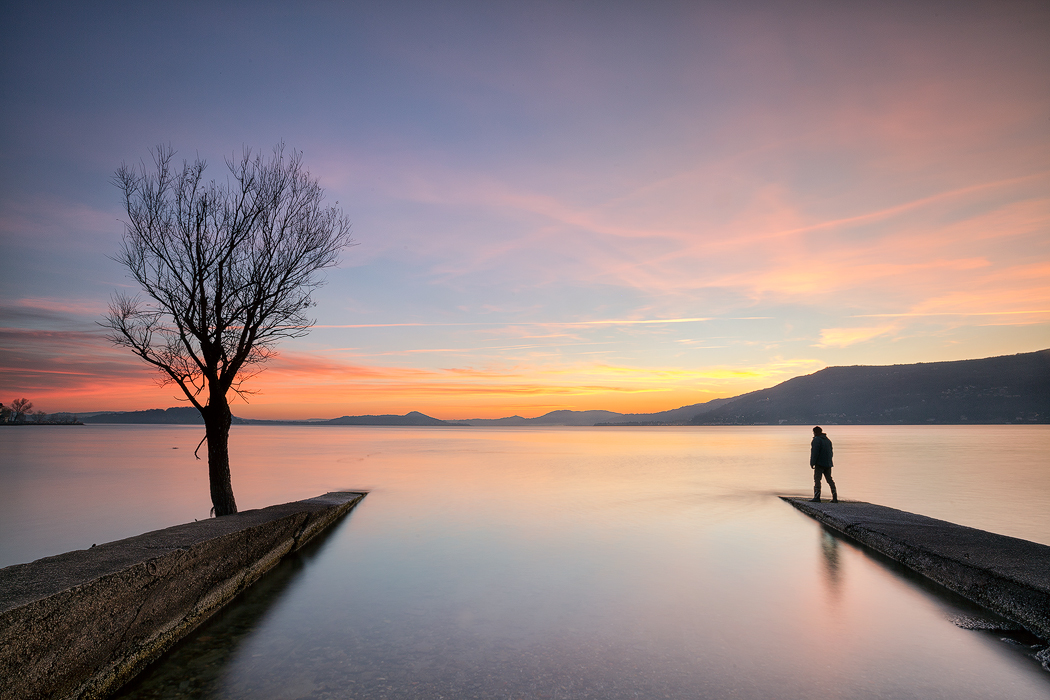 Looking at the sunset.