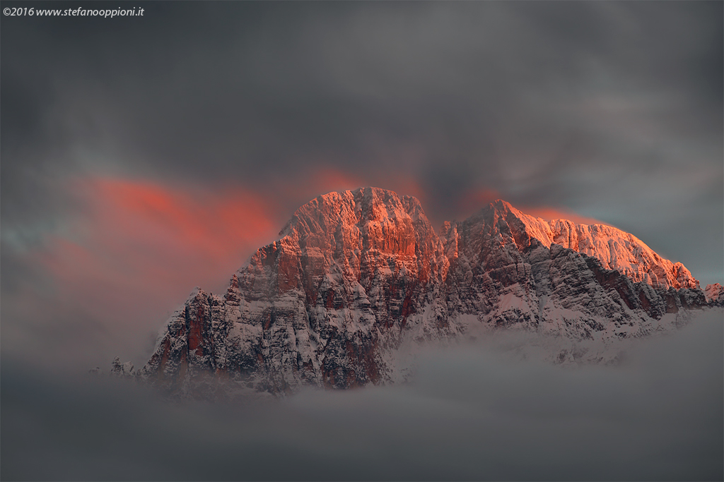 Civetta, parete nord-ovest, tramonto