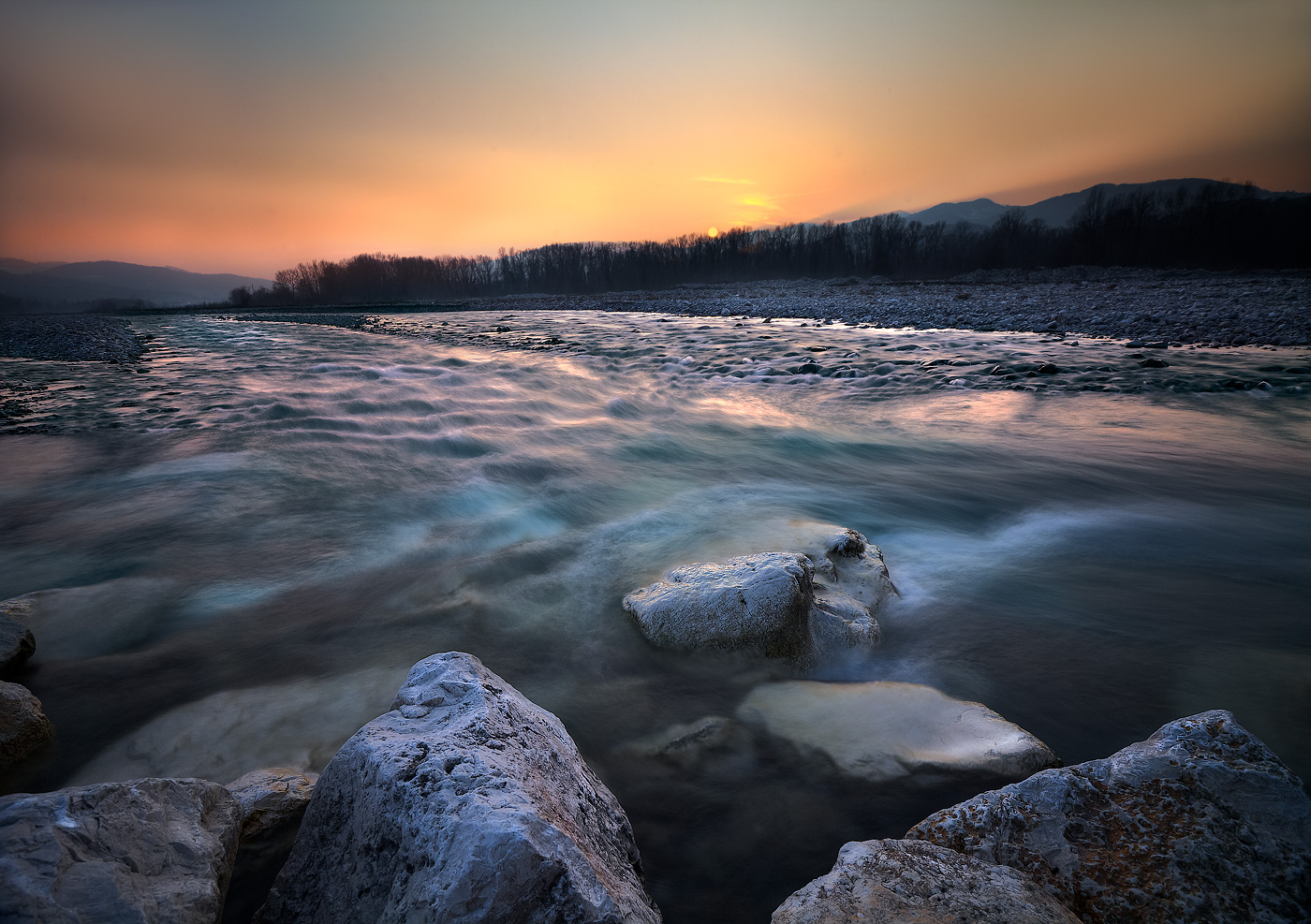 Sunset on the river