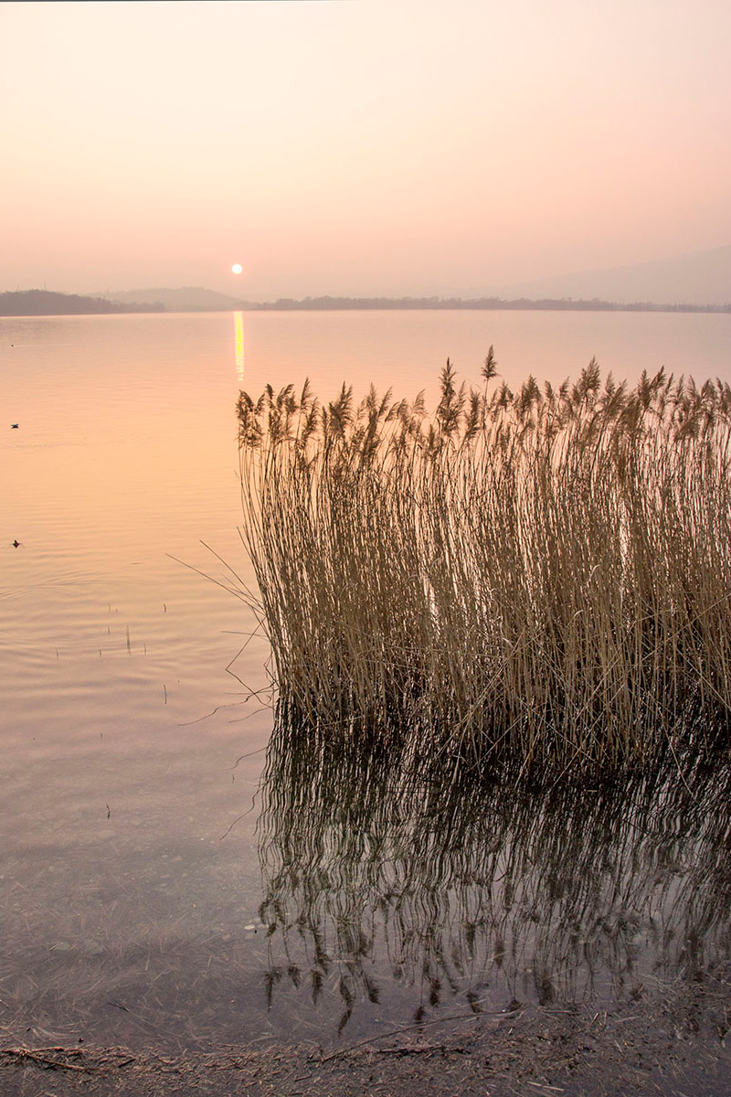tramonto sul lago di Pusiano