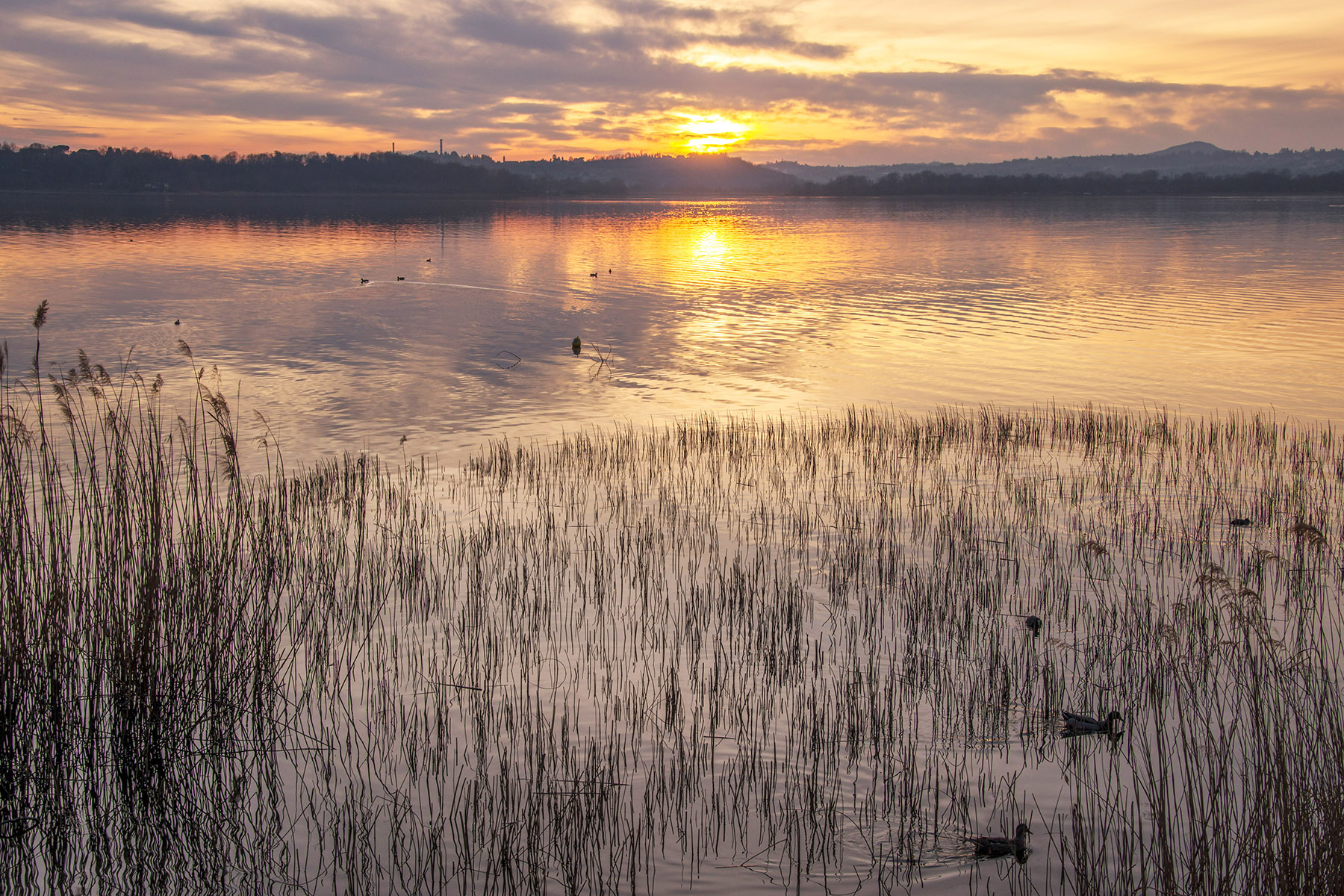 tramonto sul lago di Pusiano