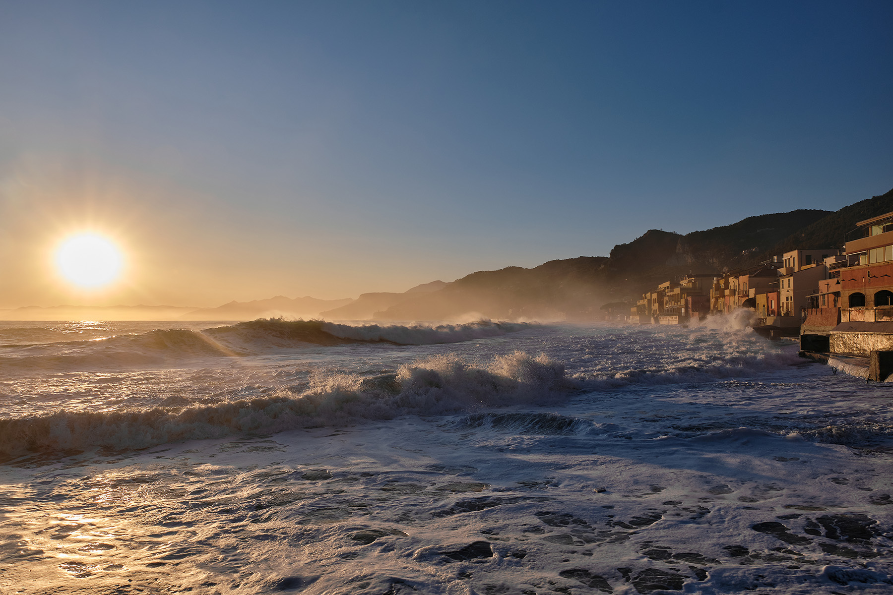 Tramonto durante la mareggiata