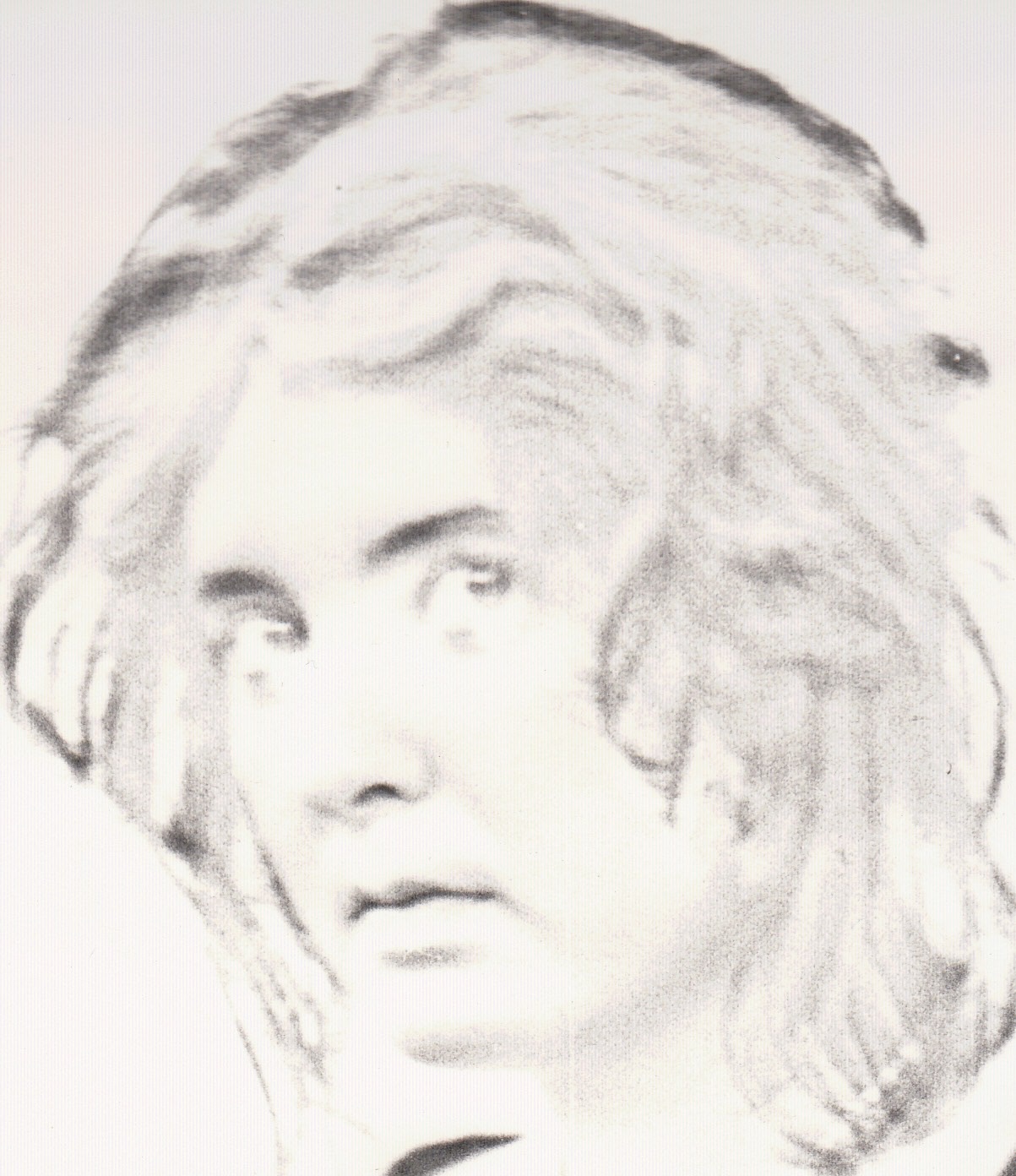 B/N analogico anno 1986 ritratto modella, tentativo di inversione toni , effetto Sabattier