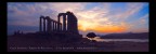 Un mosaico di tre immagini per ottenere una panoramica del tramonto a Capo Sounion, con in primo piano il tempio di Poseidone, dominante le morbide colline dell'Attica, in riva al Mare Egeo. Nikon D200 con 17-35/2.8.