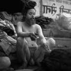 Naga Sadhu cooking