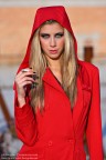 Marika smoking in red Marika smoking in red
