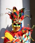 Maschera di arlecchino al carnevale di Venezia