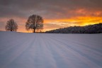 Sunset after snowfall