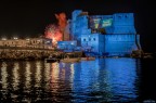Napoli, Castel dell�Ovo a mare...illuminato in festa, per il 3� scudetto di Serie A della compagine partenopea...